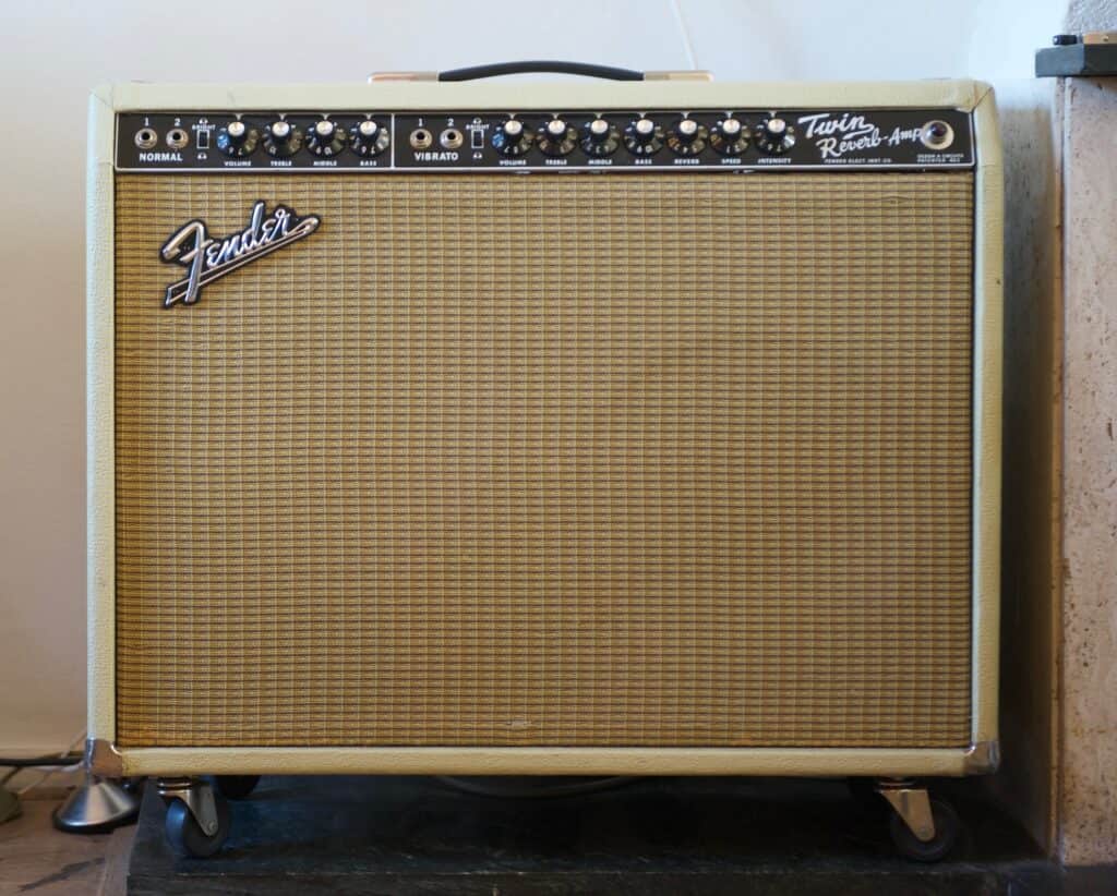 a guitar amplifier on wheels