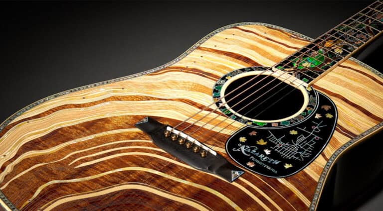 a close up of a guitar